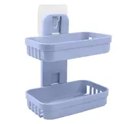 Double Layer Soap Dish Soap Holder,Strong Sponge Holder for Shower,Kitchen Sink,Drill-Free, Removable(PP+straw)