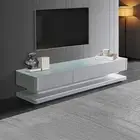 Suprilla Strong & Sturdy Construction High Gloss Tempt Glass White TV Cabinet