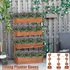 4-Tier Wood Raised Garden Bed Vertical Flower Pots Rack with Tilt Planter Boxes