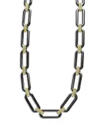 Lagos 18K Yellow Gold Signature Caviar Black Ceramic Link Necklace, 18