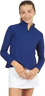 [IBKUL] Girl’s Sun Protective UPF50+ Icefil Cooling Tech Solid Long Sleeve Mock Neck Top - 80000G