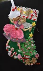 NEW HANDMADE 18" Bucilla Sugar Plum Fairy 2006 Felt Stocking