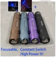 Powerful 3000 Output Focusable Blue Laser Torch Singal Light Flashlight