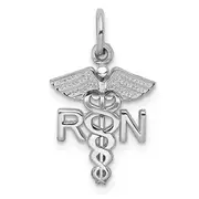 14K White Gold Rn Charm