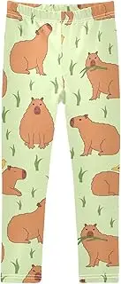[Joisal] Cute Welsh Corgi Pattern Pink Girl Pants, Flexible for Girls Yoga Leggings, Girls 4t Leggings