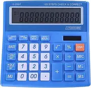 Office Desk Calculator 12 Digits with Solar Power and Easy to Read HD LCD Display, Big Buttons, for Financial Affairs,Home, Office, School, Class and Business,with Battery, Blue