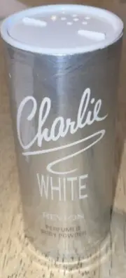 Revlon Charlie White Perfumed Body Powder 2.5 oz. FULL Silver Shaker Canister
