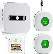 Daytech Wireless Caregiver Pagers SOS Call Button for Elderly Patient Seniors Disabilities Personal in Home Nurses Calling Alert System (2 Green Buttons+ 1 Receiver)