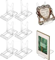 Decorative Plate Holder, 6 Pieces Clear Acrylic Adjustable Plate Holder Easel Photo Frame Display Holder for Photo Display, Plates, Picture Frames