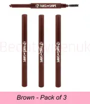W7 Brow Liner Eyebrow Pencil Angled Twist & Shape Definer Brown x3 PACK OF 3