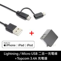 在飛比找PChome24h購物優惠-Topcom 3.4A USB 雙輸出 快速可折疊充電器 +