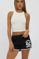 Black Track Shorts High Rise Elastic Waist - Size 14L, Women's Track Short