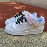 ADIDAS FORUM LOW W 白粉、彩繪 魔術貼 時尚防滑女子運動休閑鞋 FY5119