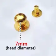 10pcs 7mm Solid Brass Round Head Stud Screwback Leather Bag Screw Nail Rivet