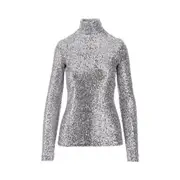 [RABANNE] RABANNE Sequinned turtleneck top Woman 38 38 Silver