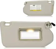 Sun Visor with Light for 2013-2018 Nissan Pathfinder, 2014-2017 Infiniti QX60, 2013 JX35, Right Passenger Side Beige Sunvisor Replacement 96400-9PB0A