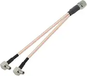 1Pcs RG316 Coaxial Cable FME Male to Double CRC9/TS9 Male Right Angle Head Y-Shaped Splitter, Suitable for Modems(FME M to 2xTS9 M90)