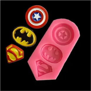 三維美國隊長盾牌,蝙蝠俠,超人造型矽膠模具餅乾軟糖蛋糕模具diy廚房烘焙工具