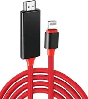 [Apple MFi Certified] Lightning to HDMI Adapter, iPhone Digital AV Adapter 1080P HD Video Sync Screen Connector Compatible with iPhone/iPad to TV Projector Monitor No Need Power Supply (Red)