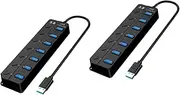 MERRYHAPY 2pcs Seven Port Expander USB Extension Cable Multiple Port 7 Port Extra USB Ports for Laptops USB Splitter Multiple USB Port for Laptop USB Multiple Port USB Connectors Abs Black