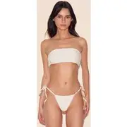 Cream Basic Bandeau And Tie Side Bikini Set, Cream