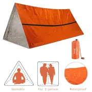 2 Person Emergency Shelter Bivy Survival Tent Kit Mylar Tube Tent Sleeping Bag Waterproof Outdoor SOS Thermal Blanket Re