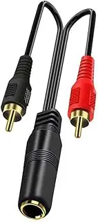 6.35mm Female to 2RCA Male Y Splitter Cable 1/4Inch to 2RCA Cord for Stereo Extension Gold Plate Connectors