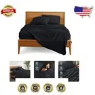 OEKO-TEX Certified Ultra-Soft Full XL Sheets - Lightweight Black Set for Comfort