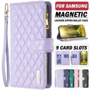For Samsung S25 S24 S23 S22 FE Ultra Plus Zipper Case Wallet Leather Flip Cover
