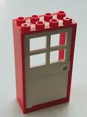 *NEW* 1 Set LEGO 2x4x6 RED Frame & WHITE Door with 4 PANES 60599