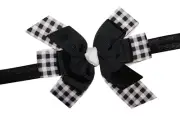 WD2U Girls Black & White Buffalo Plaid Woodland Lumberjack Hair Bow Headband