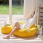Bean Bag Cover with Footrest Cover Corduroy Without Beans Size XXXL Yellow