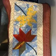 quilted table runner multicolored Leaves yellow, red, orange, green,brown 48x17