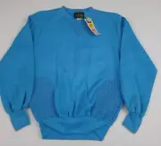 Vintage 70s 80s Sky Lite Blank Blue Knit Design Sweatshirt Vtg Deadstock NWT USA