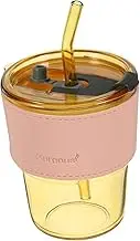 Cabilock 1Set Capacity Insulated Glass Cup with Lid and Straw Drinking Tumbler for Home Office and Parties Creative Design for Coffee Juice and More