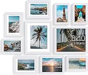 Vittanly 10 Pack Picture Frames Collage Wall Decor, Gallery Frame Set for Wall Mounting or Tabletop Display, Multi Sizes Including 2pcs 8x10, 4pcs 5x7, 4pcs 4x6, White
