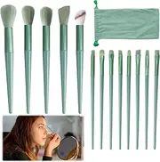 BushHaven 13 Pcs makeup brush set - comes with a matching cloth bag, premium soft synthetic foundation brushes, contour powder and concealer for a flawless face, perfect for everyday use