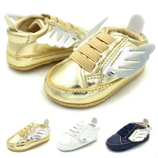 嬰兒鞋嬰兒女孩男孩皮革 Binyag 鞋帶翼幼兒時尚平底鞋生日 Baptismal 鞋【IU貝嬰屋】