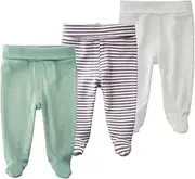 [Teach Leanbh] Infant Baby Cotton High Waist Footed Pants Casual Leggings 0-12 Months