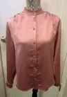Posh Couture Pink Satin Button Front Blouse Shirt Top Retail $149 NWT Size S