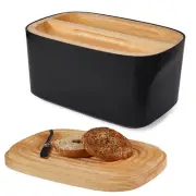 , Modern Bamboo Fiber (Black) Bread Box for Kitchen Countertop with Reversibl...
