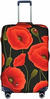 [FSCEV] Poppy Flowers Trolley Suitcase Protective Cover Business Travel Luggage Protector Fashion 18-32 Inches, White, S