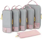 BAGSMART 6 Set Compression Packing Cubes, Lightweight Vacation Travel Essentials for Women, Travel Accessories for Suitcase Organizer Bags Set, Durable Luggage Organizer Bags