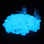 Glow in the Dark Pebbles, 100Pcs Blue Glow Rocks Luminous Stone for Fish Tank, A
