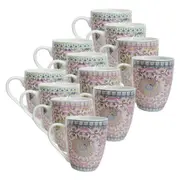 12PK Lavida Ceramic Drinking Tea/Coffee Mugs Pastel Moroc 10.5x8.5cm Assorted
