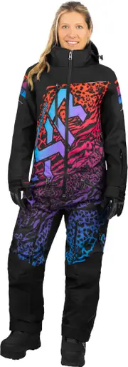 FXR CX F.A.S.T. Insulated Safari Ladies One Piece Snowmobile Suit, black-multicolored, Size 14 for Women Black Multicolored