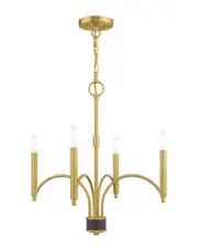 Livex Wisteria 4 Light Satin Brass Mini Chandelier
