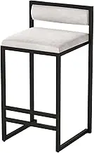 Black Legs Barstools with Back, Upholstered Kitchen Stools for Breakfast Bar Kitchen Island B Dining Room