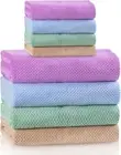 OLESTER 4 Colors Microfiber Towel Set | 27.5X55, Green-yellow-blue-purple