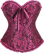 [DKCHENH] Corset for Women, Black Rose Red Steampunk Corset, X-Large Size
